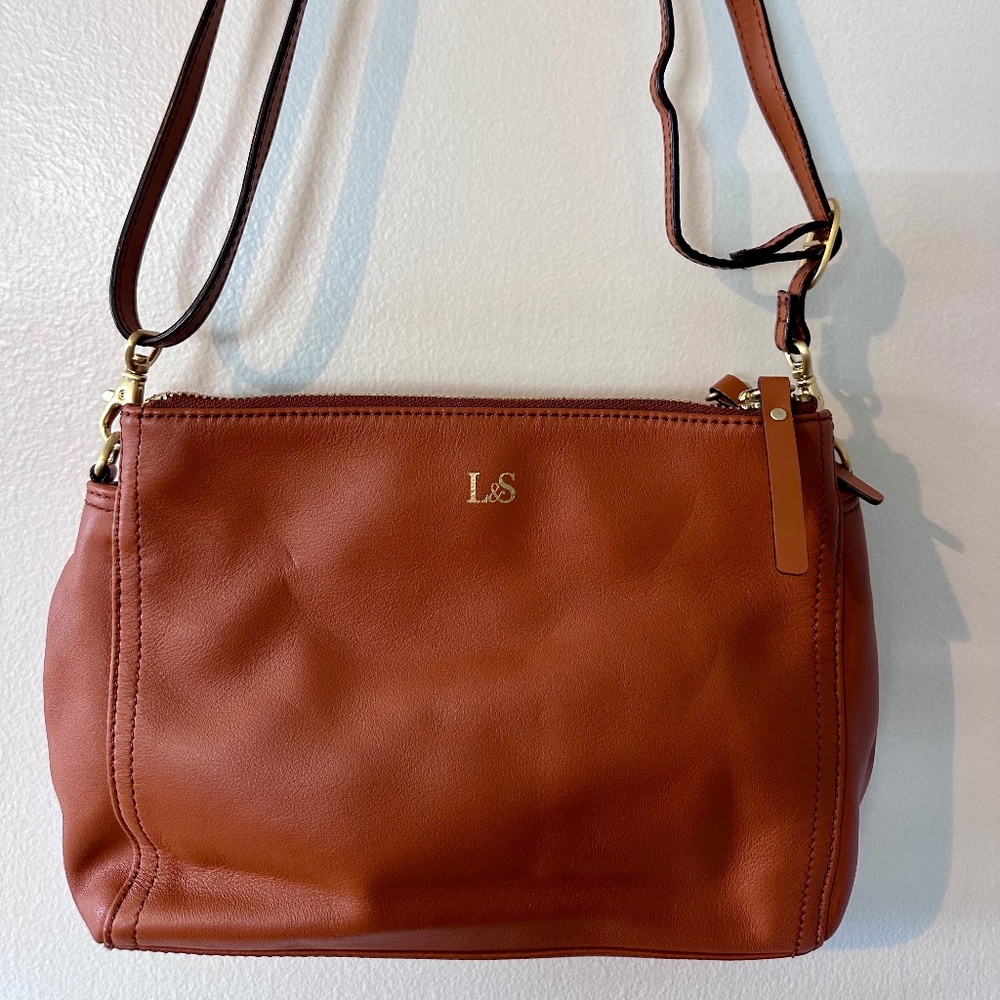 Lo & Sons Brown Leather Crossbody Bag EUC